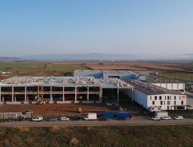santier constructie vedere din aer depozit RARA Logistic Sibiu Sura Mica